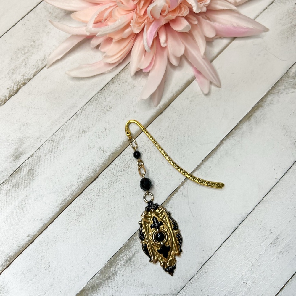 Art deco Bookmark made with repurposed vintage jewelry gift book lover